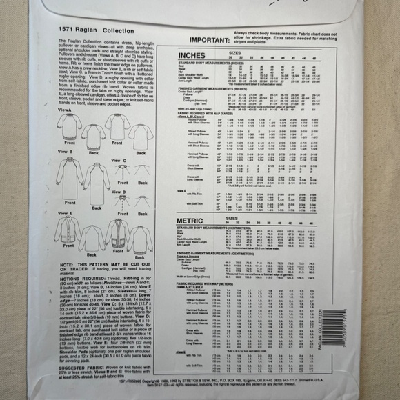 Vintage Stretch & Sew  Ann Person #1571 Raglan Dress and Sweater collection - Picture 2 of 7